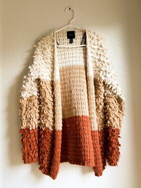 Super Cool Shaggy Loopy Boucle Knit Forever21 Cardigan